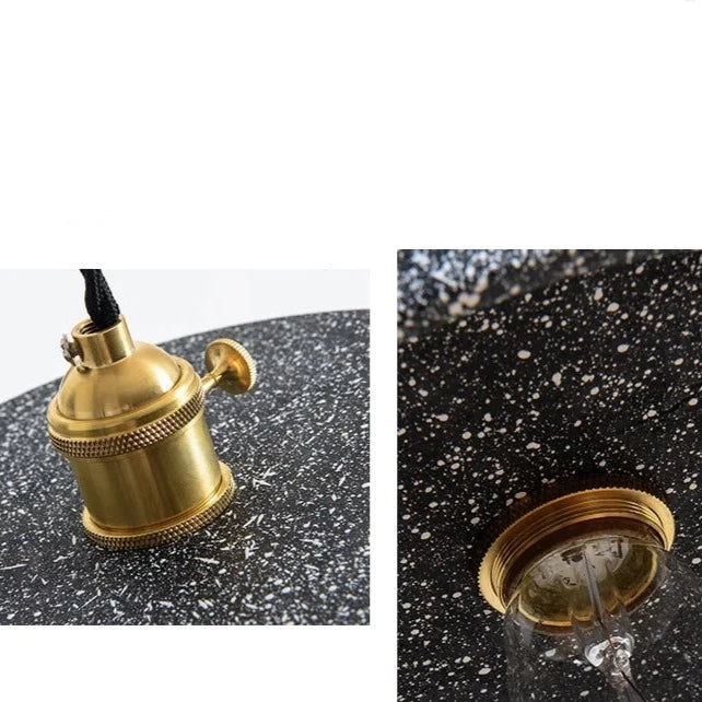 Moderne Pendelleuchte Mit Terrazzo Look Und Goldenen Metallakzenten Für Stilvolles Wohnambiente Und Industriellen Charme