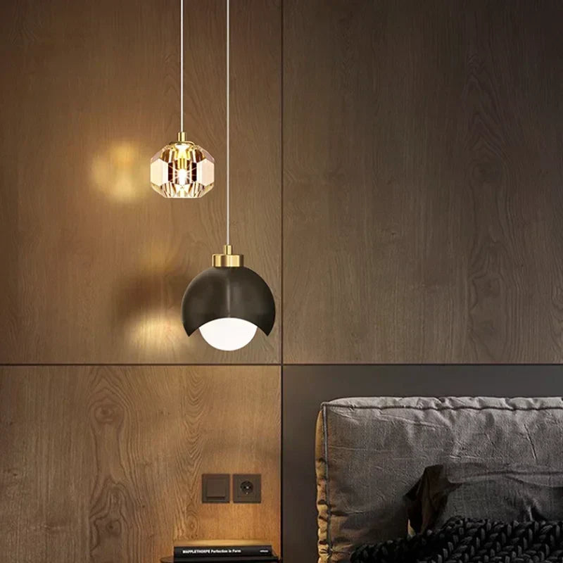 Elegante LED Pendelleuchte Mit Kristall Globus Doppel Kristall Beleuchtung Für Modernes Zuhause