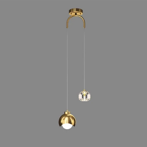 Elegante LED Pendelleuchte Mit Kristall Globus Doppel Kristall Beleuchtung Für Modernes Zuhause