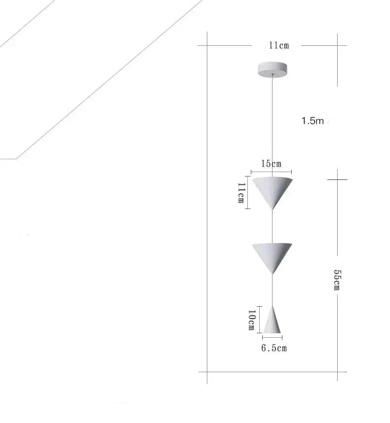 Schlanke Zeitgenössische Pendelleuchte Mit Minimalistischem Doppelkegel Design Für Warmes Diffuses Licht Im Wohnzimmer