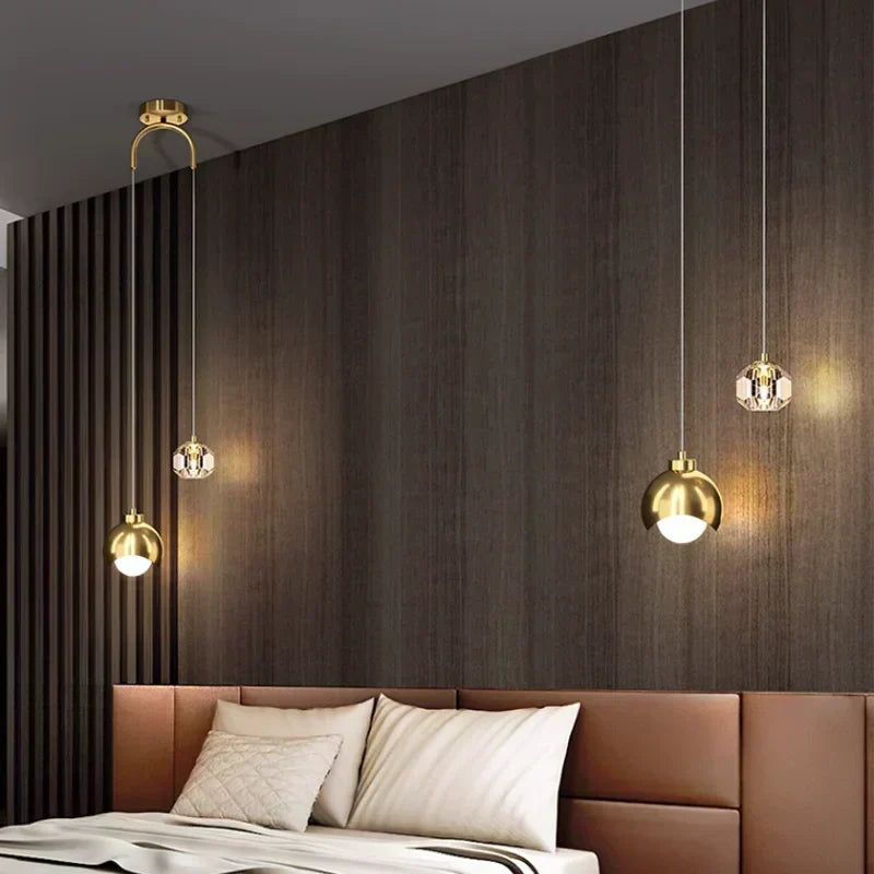 Elegante LED Pendelleuchte Mit Kristall Globus Doppel Kristall Beleuchtung Für Modernes Zuhause