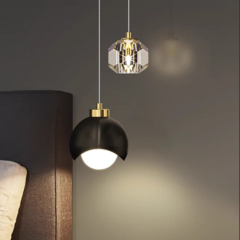 Elegante LED Pendelleuchte Mit Kristall Globus Doppel Kristall Beleuchtung Für Modernes Zuhause