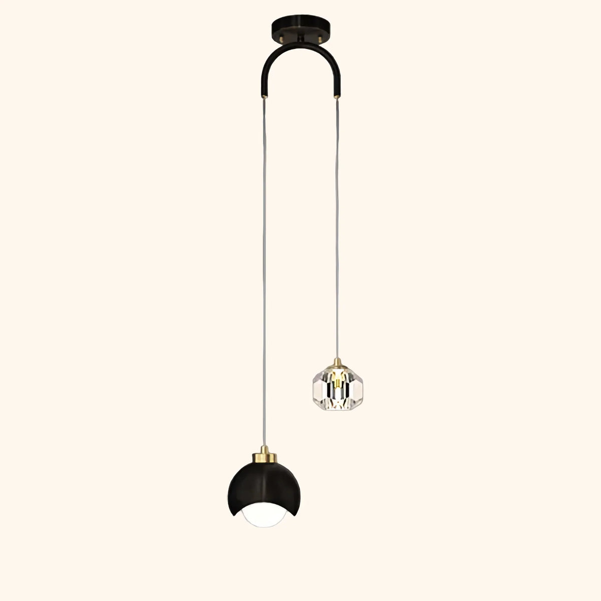 Elegante LED Pendelleuchte Mit Kristall Globus Doppel Kristall Beleuchtung Für Modernes Zuhause
