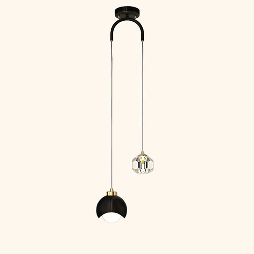 Elegante LED Pendelleuchte Mit Kristall Globus Doppel Kristall Beleuchtung Für Modernes Zuhause