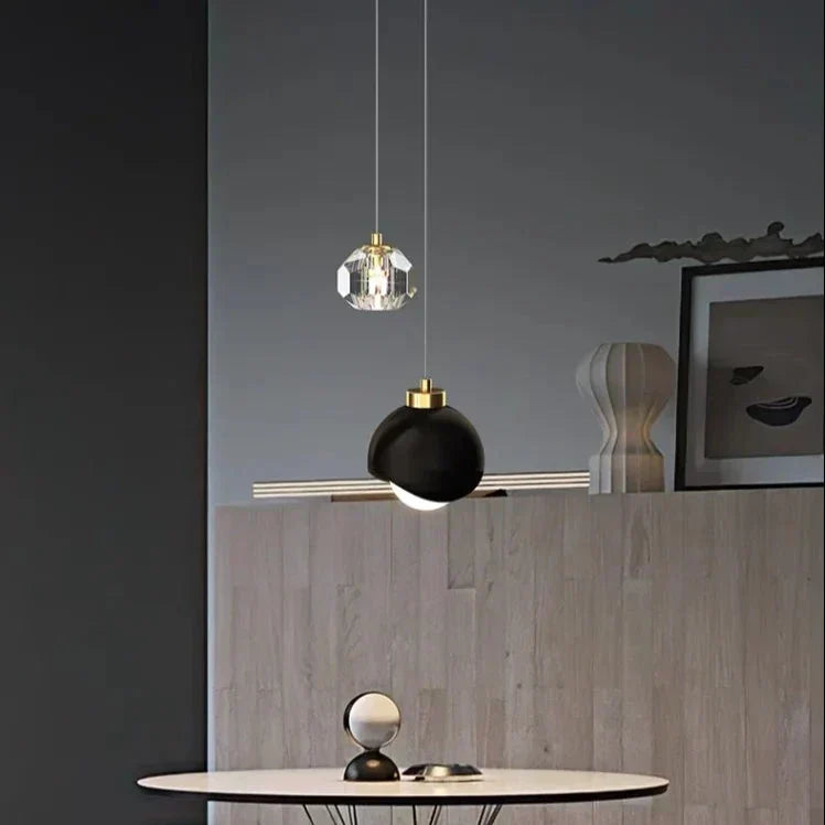 Elegante LED Pendelleuchte Mit Kristall Globus Doppel Kristall Beleuchtung Für Modernes Zuhause