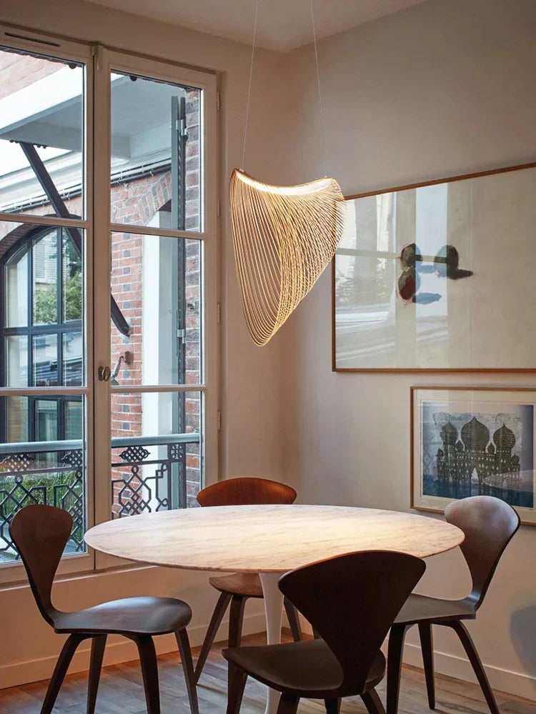 Moderne Pendelleuchte Mit Holzring Schlankes Minimalistisches Beleuchtungskonzept Für Wohnzimmer Und Küche Holzlook