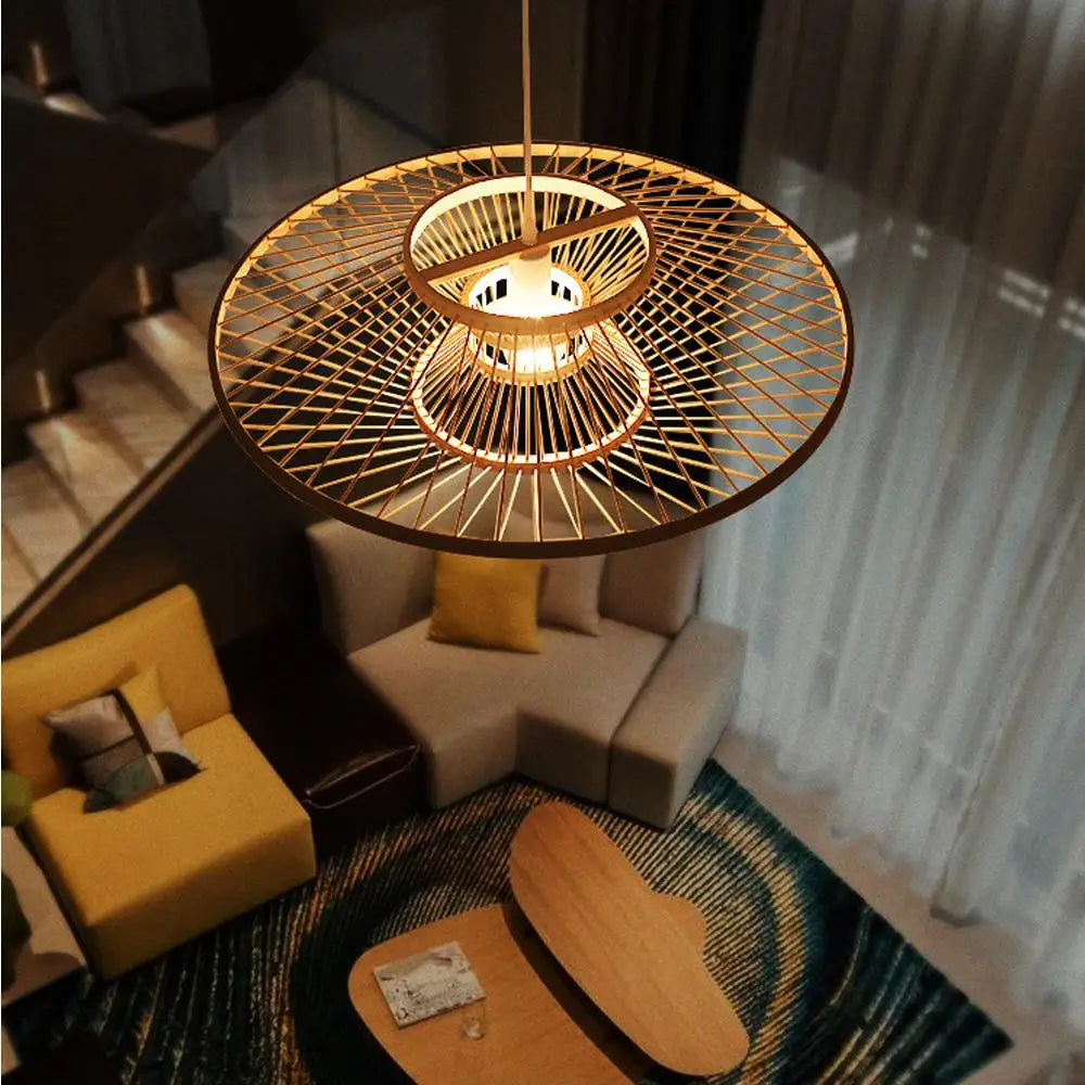 Moderne Geometrische Bambus Pendelleuchte Für Küche Und Esszimmer Umweltfreundliche Raumbeleuchtung Natürliche Materialien