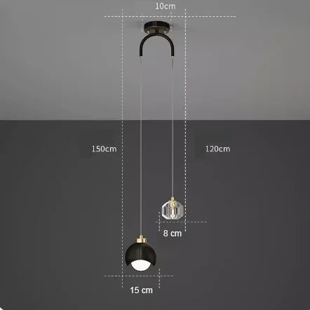 Elegante LED Pendelleuchte Mit Kristall Globus Doppel Kristall Beleuchtung Für Modernes Zuhause