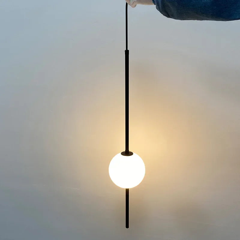 Minimalistische Weiße Kugel Pendelleuchte Mit Verstellbarer Lichtstärke Und Glas Metall Design Für Raumbeleuchtung