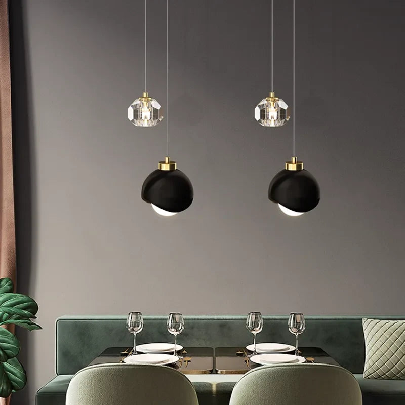 Elegante LED Pendelleuchte Mit Kristall Globus Doppel Kristall Beleuchtung Für Modernes Zuhause