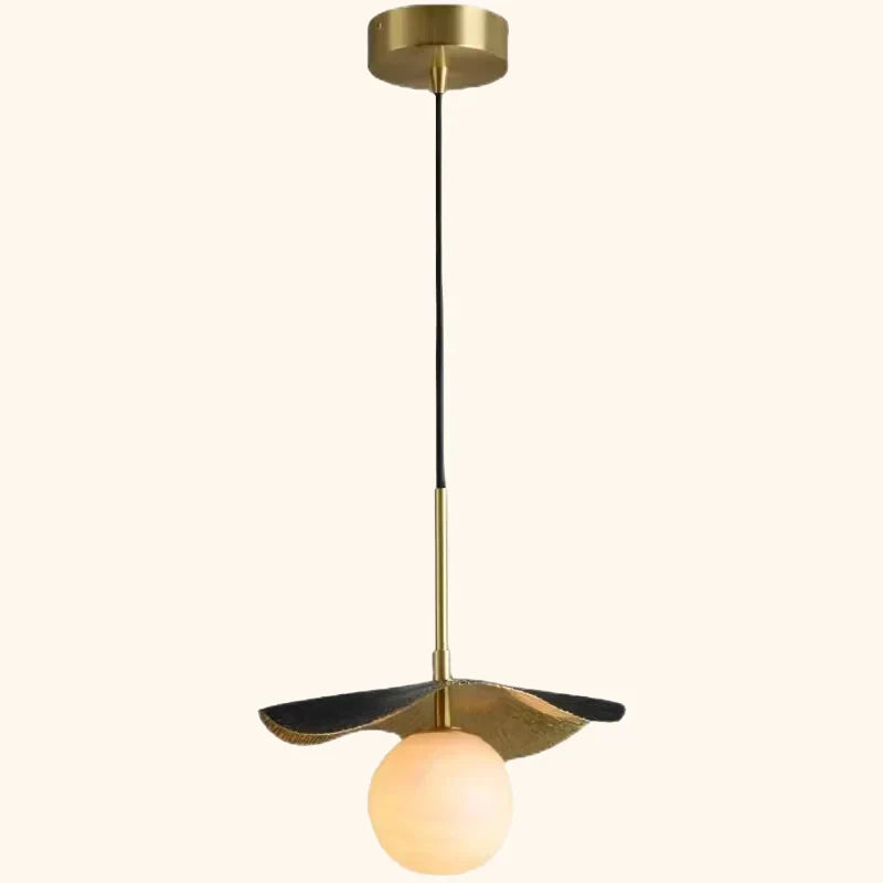 Kupfer Marmor Pendelleuchte Mit Fließender Kupferwelle Und Marmorkugel Für Luxuriöse Moderne Raumbeleuchtung
