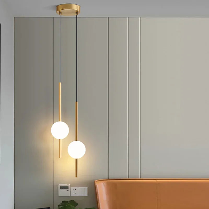 Elegante Pendelleuchte Mit Doppeldraht Stangendesign Und Glasglobus Für Esszimmer Wohnzimmer Und Küche